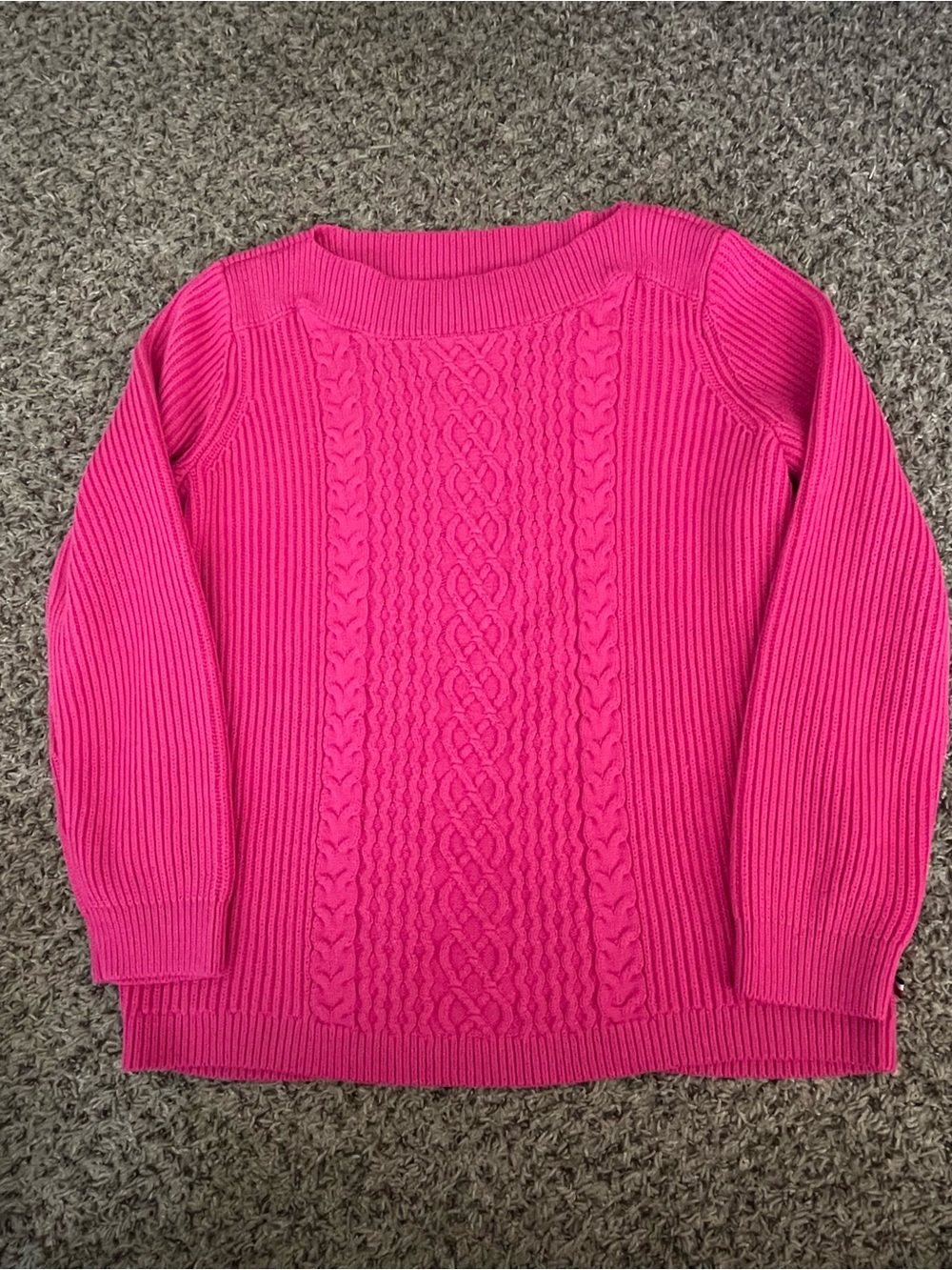 Tommy Hilfiger Bright Pink Cable Knit Crewneck Sweater